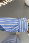 Striped Snap Dress Blue