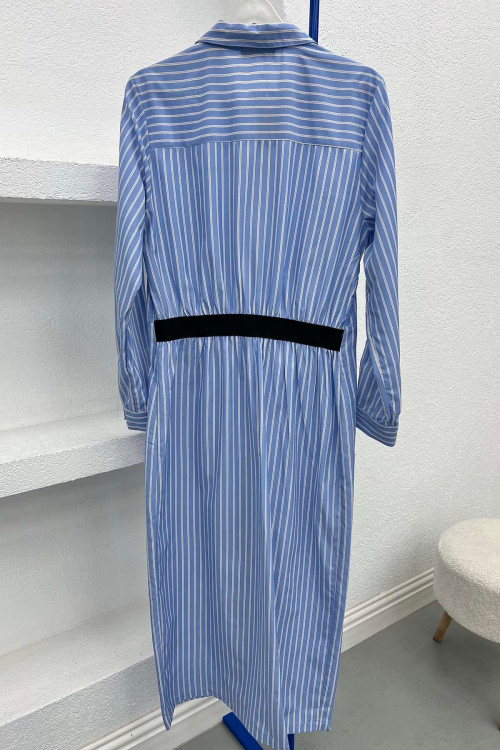 Striped Snap Dress Blue