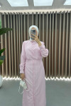 Striped Snap Dress Pink