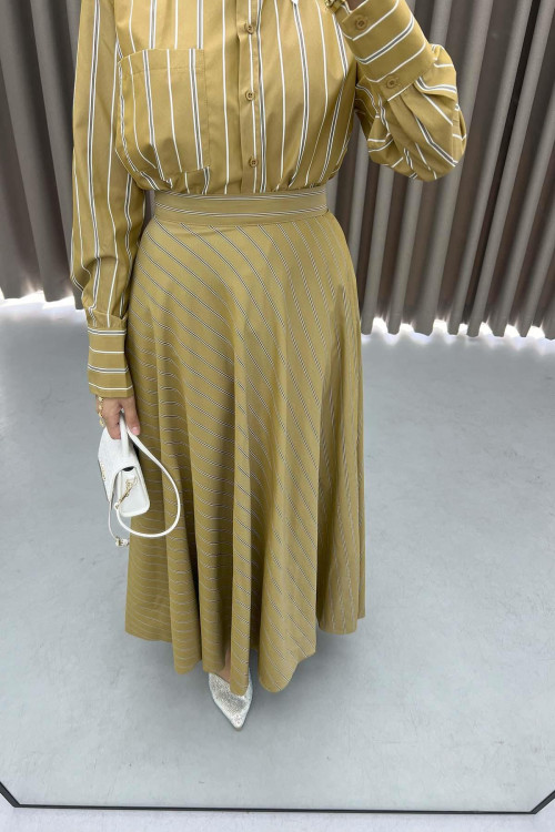 Striped Skirt Camel