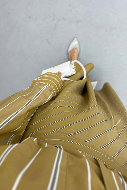 Striped Skirt Camel