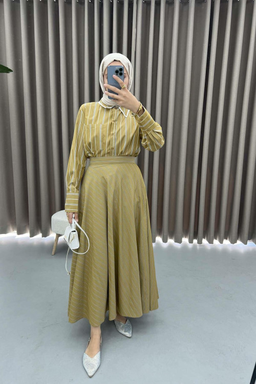 Striped Skirt Camel