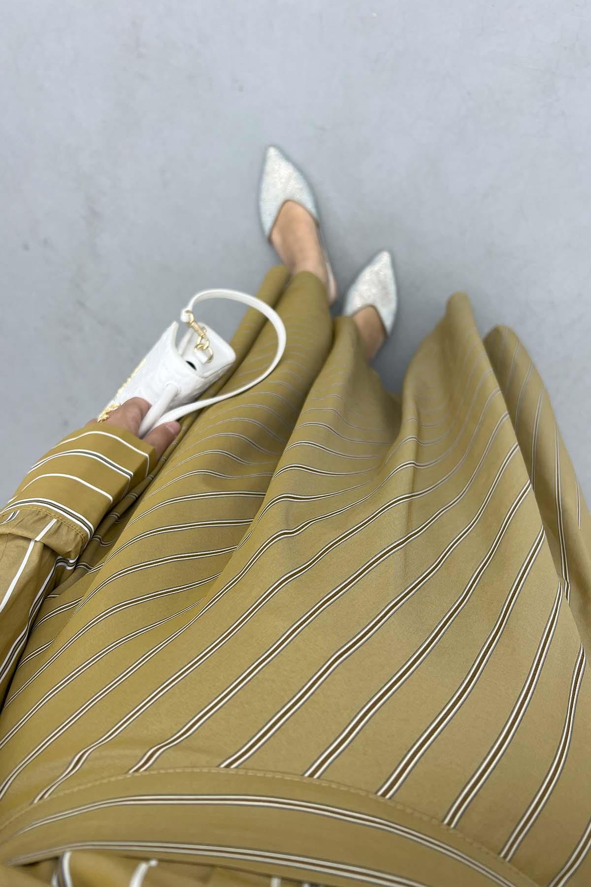 Striped Skirt Camel