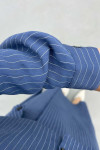 Striped Skirt Suit Navy Blue