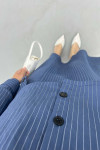 Striped Skirt Suit Navy Blue