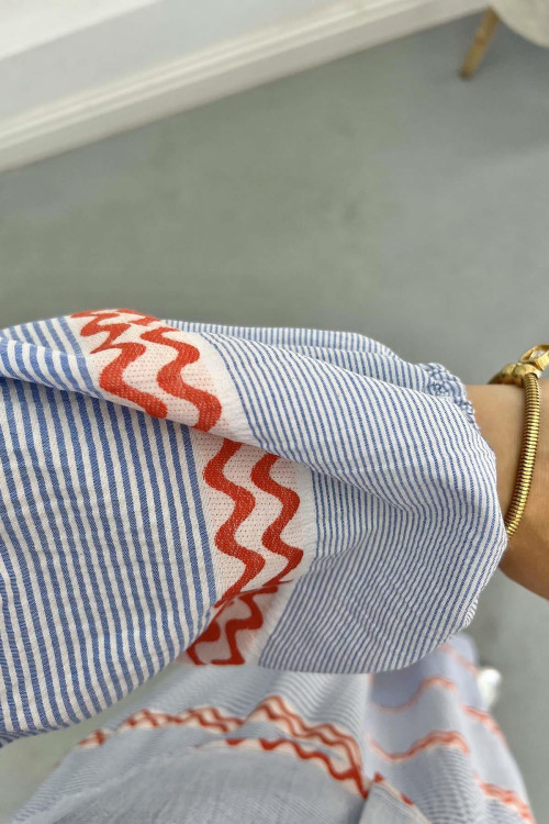 Striped Skirt Suit Blue