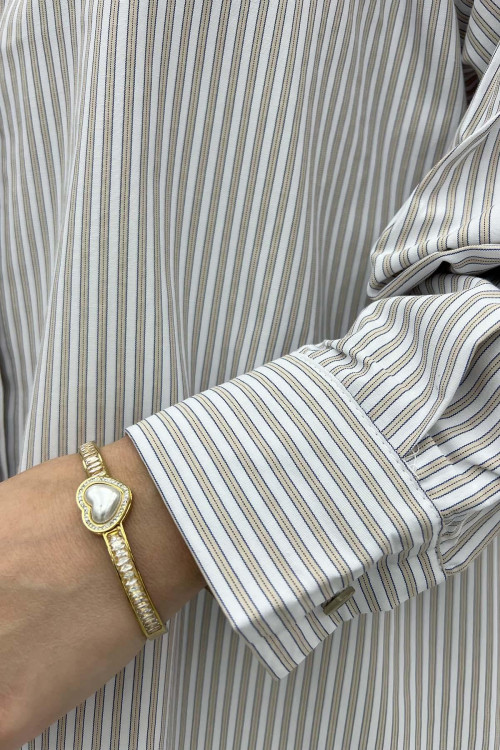 Striped Shirt Beige