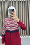 Striped Shirt Tunic Claret Red