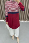 Striped Shirt Tunic Claret Red