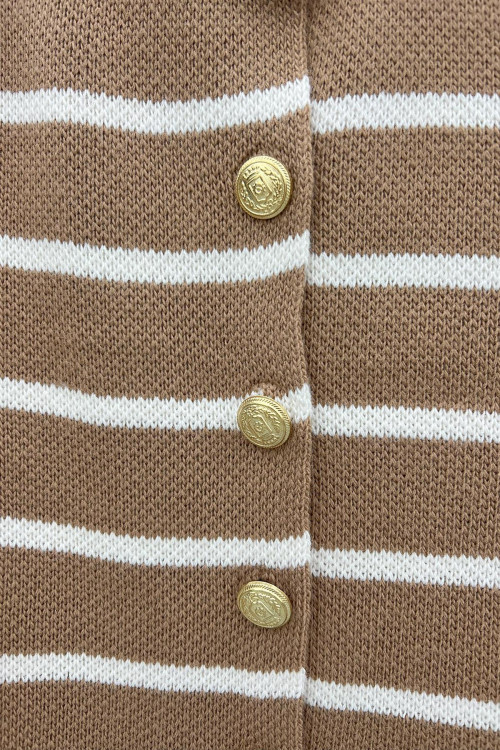 Striped Cardigan Milk Coffee