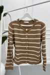 Striped Cardigan Milk Coffee