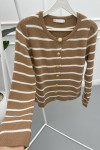 Striped Cardigan Milk Coffee