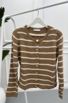 Striped Cardigan Milk Coffee