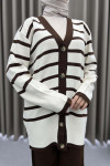 Striped Cardigan Knitwear Set Bitter Brown