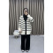 Striped Cardigan Knitwear Set Ecru