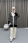 Striped Cardigan Knitwear Set Black