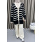 Striped Cardigan Knitwear Set Black