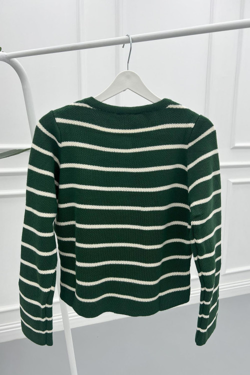 Striped Cardigan Green