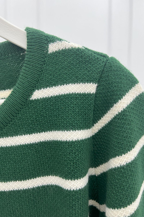 Striped Cardigan Green