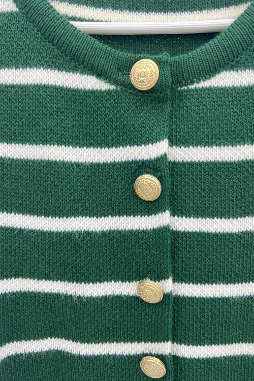 Striped Cardigan Green