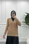 Striped Thin Knit Cardigan Milky Coffee