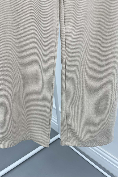 Striped Velvet Trousers Beige