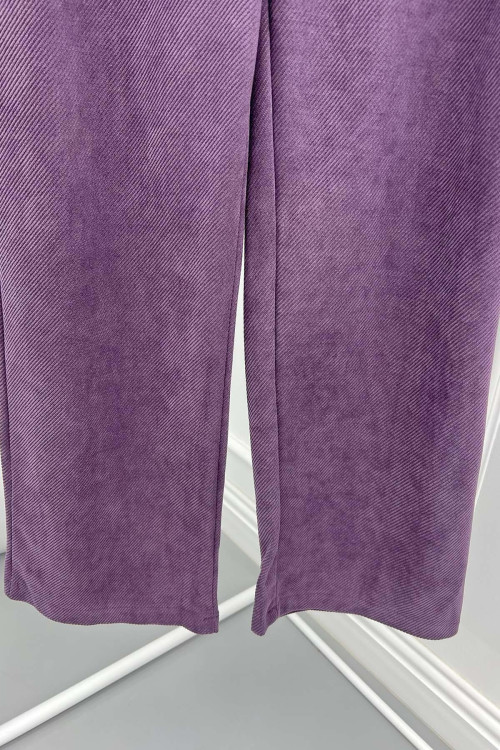 Striped Velvet Trousers Purple