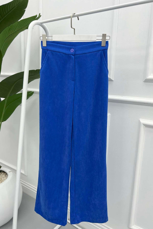 Striped Velvet Trousers Saxe Blue