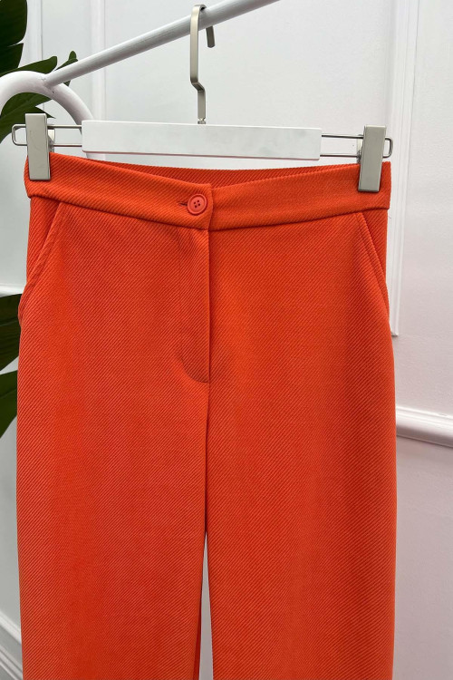 Striped Velvet Trousers Orange