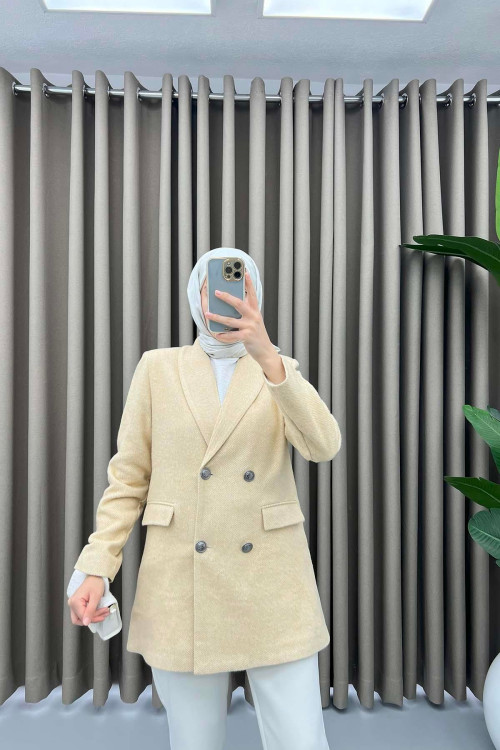 Striped Cashmere Jacket Beige