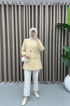 Striped Cashmere Jacket Beige