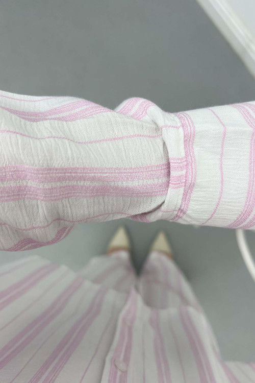 Striped Linen Suit Pink