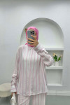 Striped Linen Suit Pink