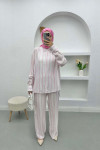 Striped Linen Suit Pink