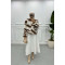 Striped Fur Coat Ecru