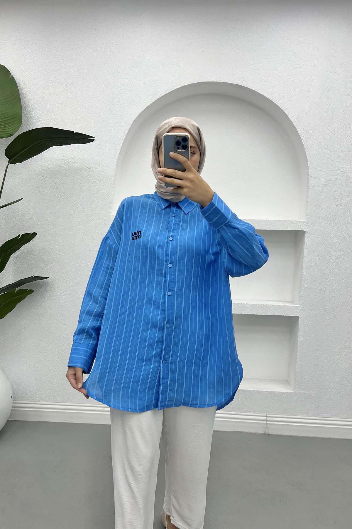 Striped MIU Shirt Saxe Blue