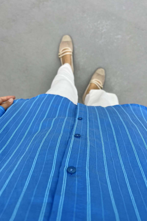 Striped MIU Shirt Saxe Blue