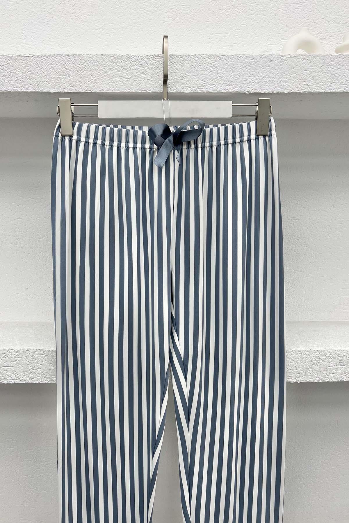 Striped Pajama Bottoms Gray