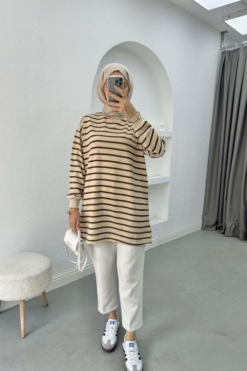 Striped Sweatshirt Bitter Brown