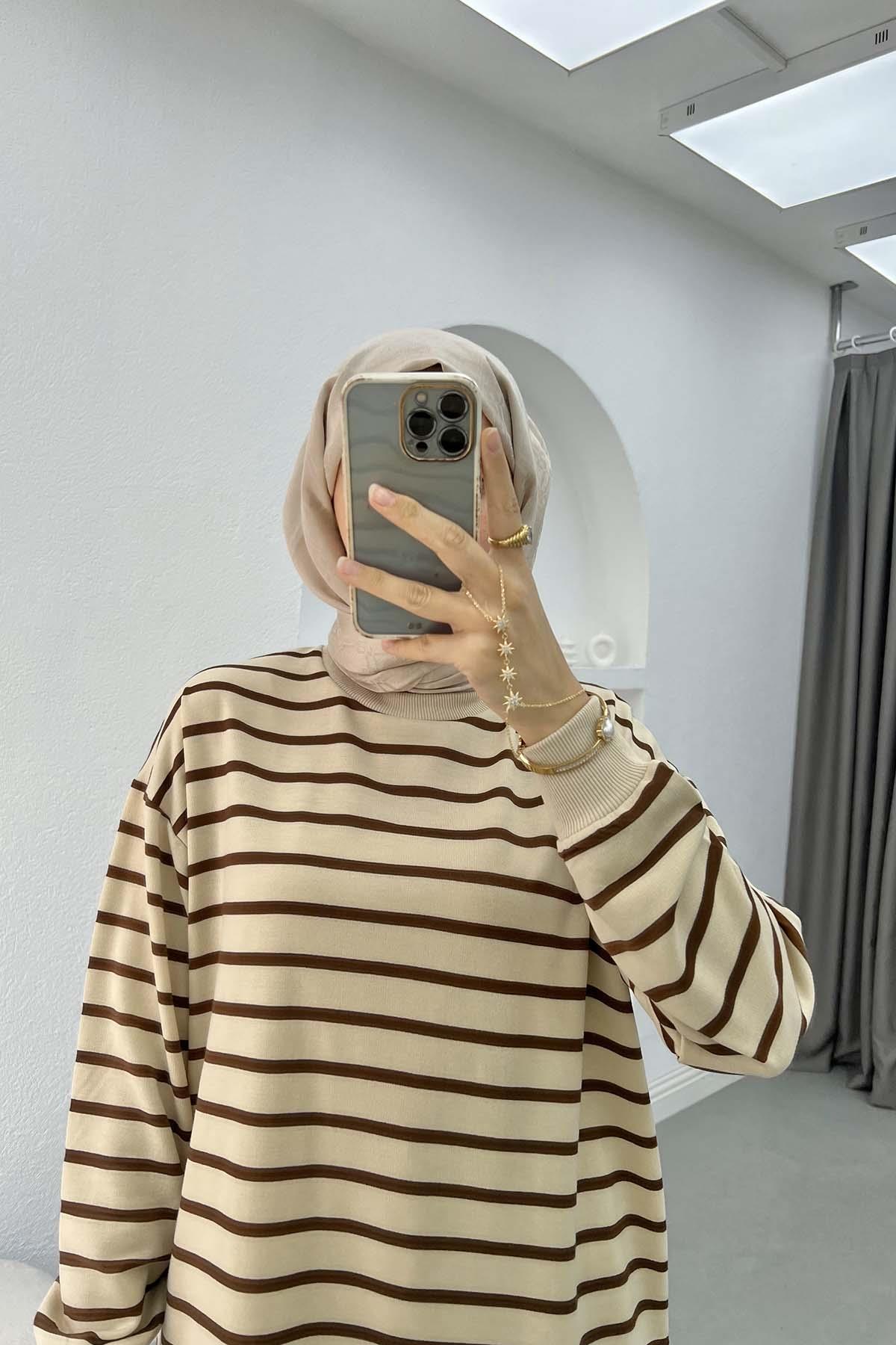 Striped Sweatshirt Bitter Brown