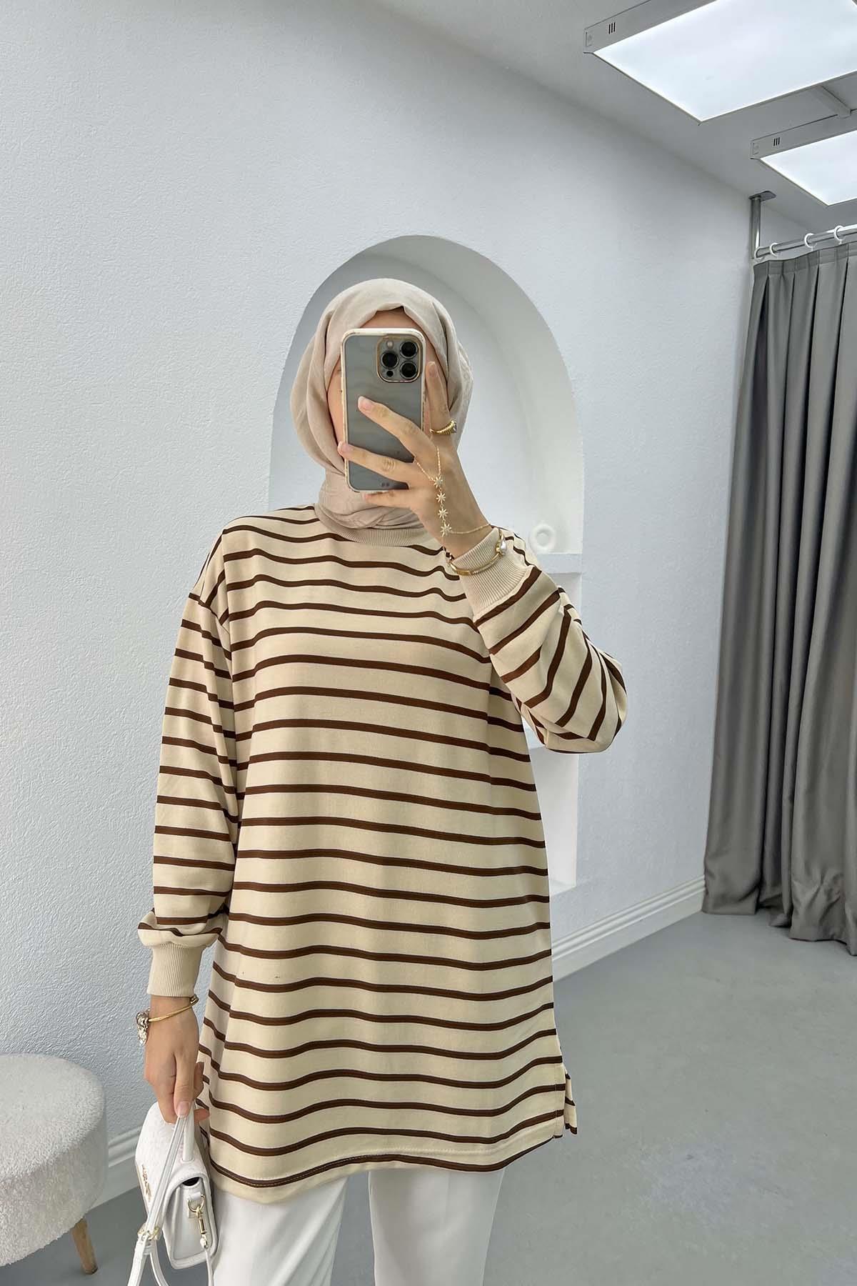 Striped Sweatshirt Bitter Brown