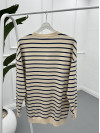 Striped Sweatshirt Beige-Navy Blue