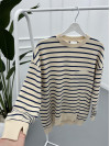 Striped Sweatshirt Beige-Navy Blue