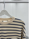 Striped Sweatshirt Beige-Navy Blue