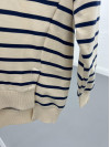 Striped Sweatshirt Beige-Navy Blue