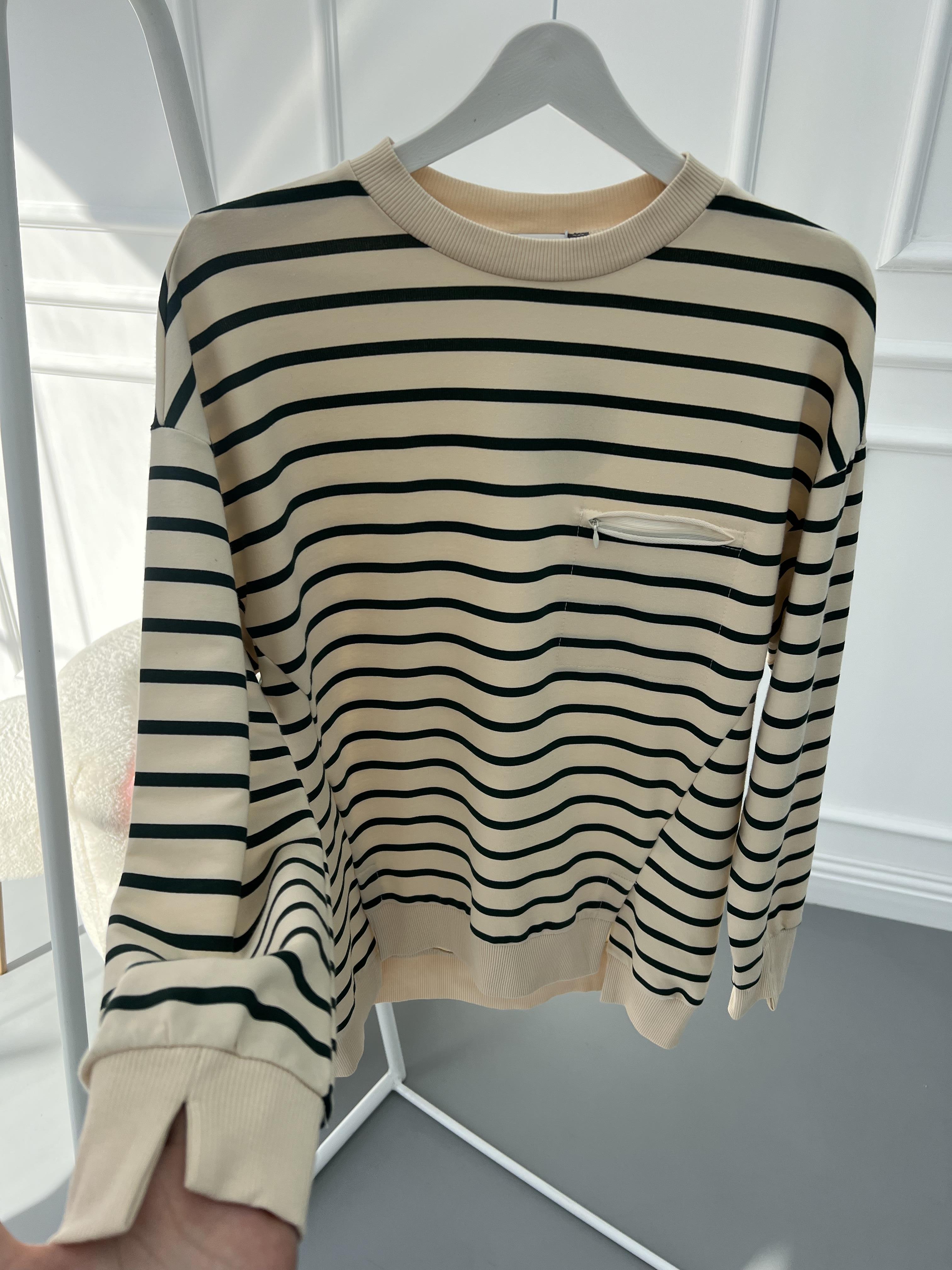 Striped Sweatshirt Beige-Green