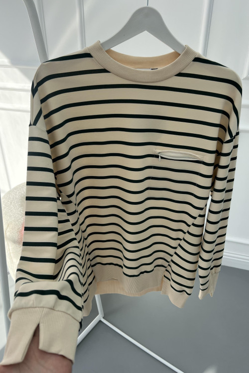 Striped Sweatshirt Beige-Green