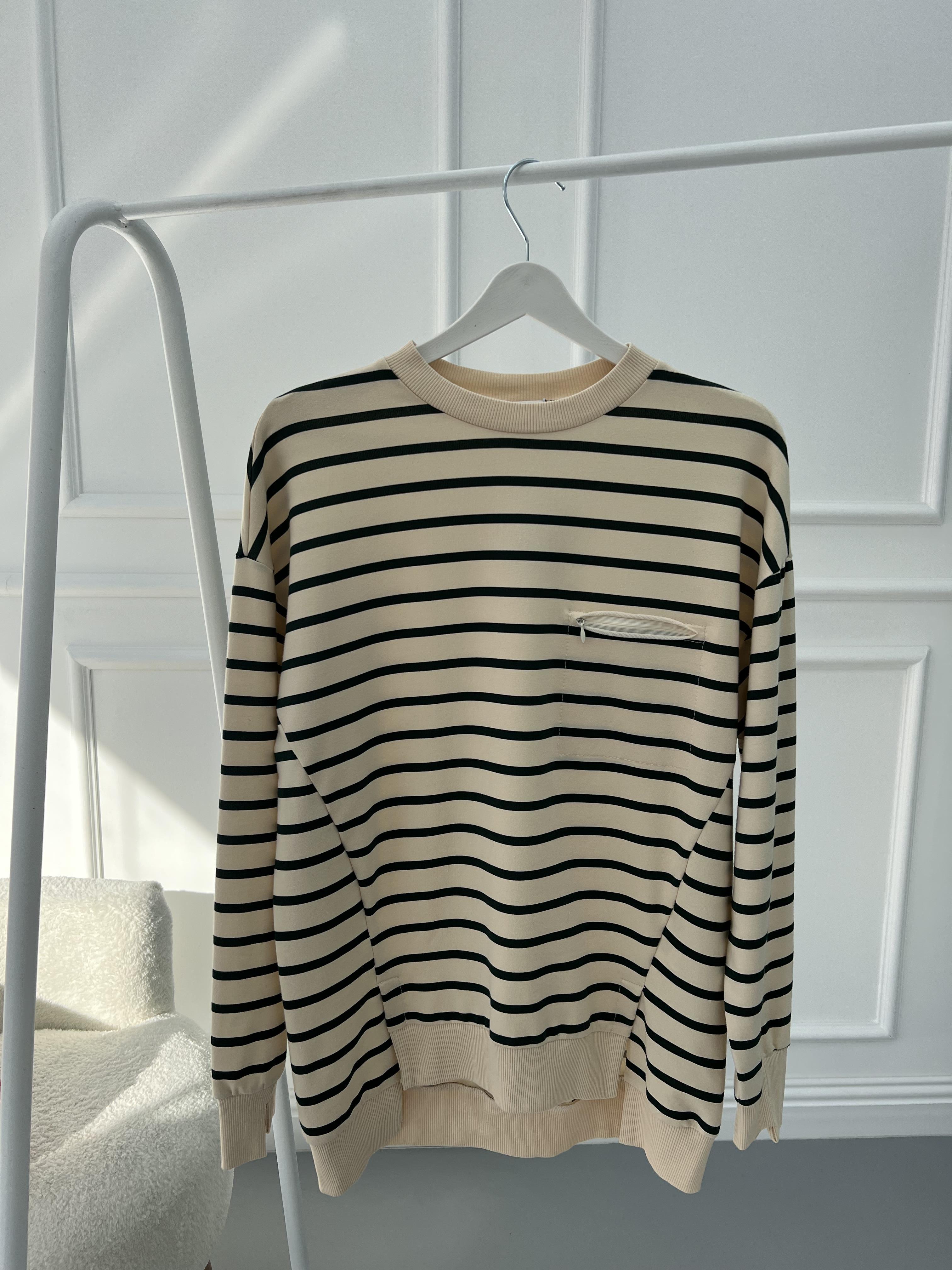 Striped Sweatshirt Beige-Green