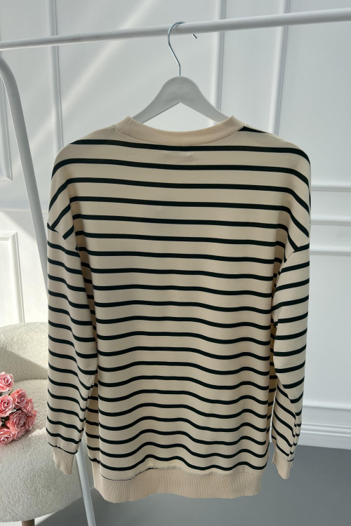 Striped Sweatshirt Beige-Green