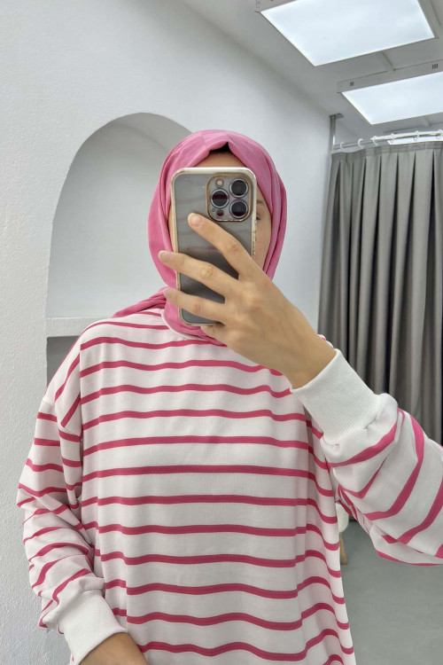 Striped Sweatshirt Fuchsia